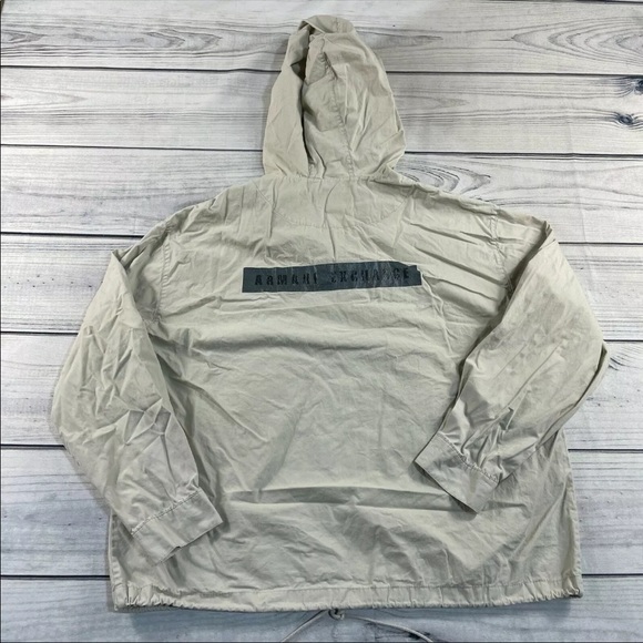 Armani Exchange Pullover Hoodie Mens Small Beige A|X Hooded Pocket Cotton Jacket - Picture 2 of 11